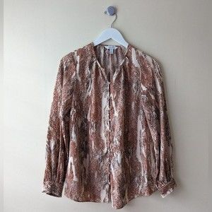 Nine West Snake Skin Button Front Top Small